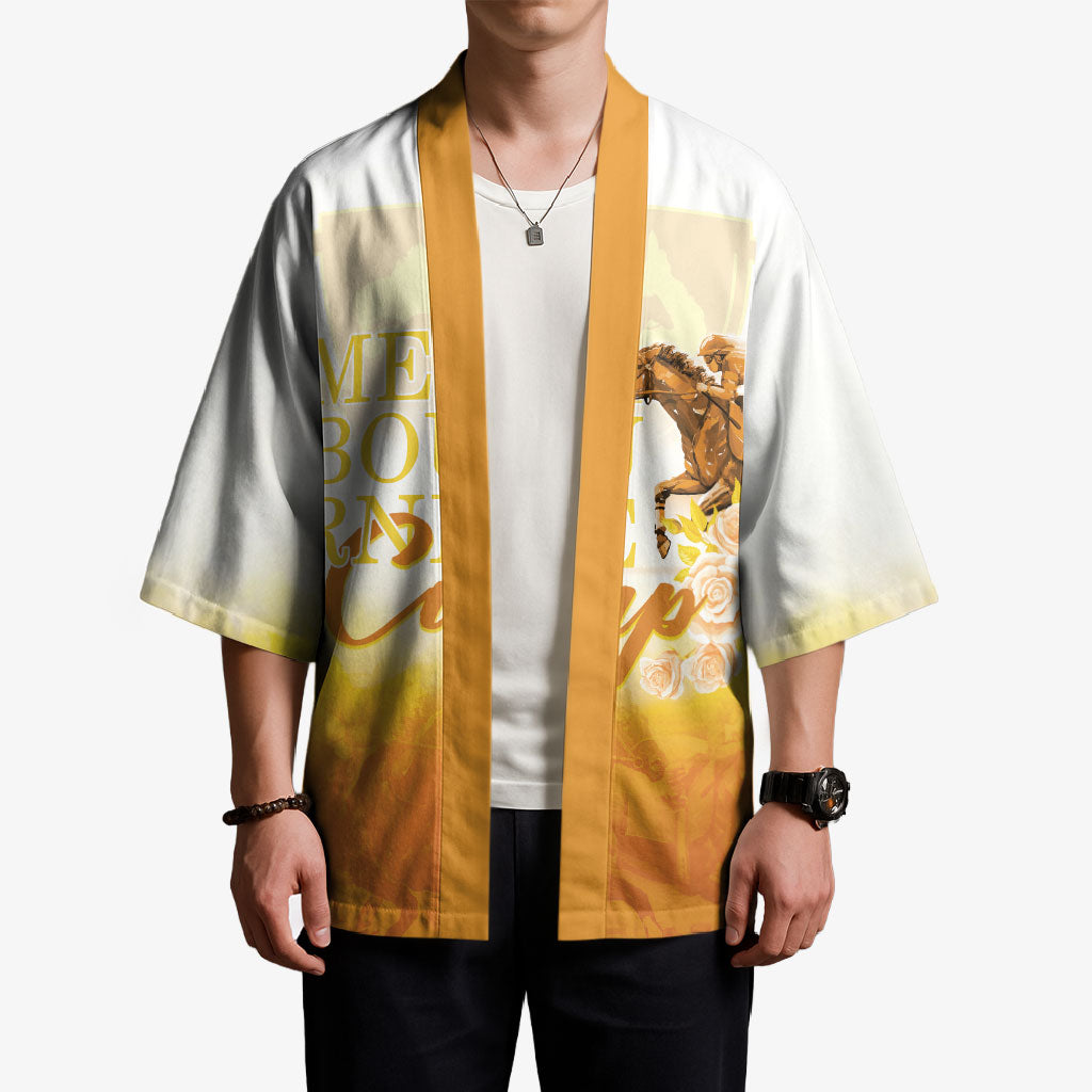 Melbourne Horse Racing Kimono Vintage Floral Equestrian Rider