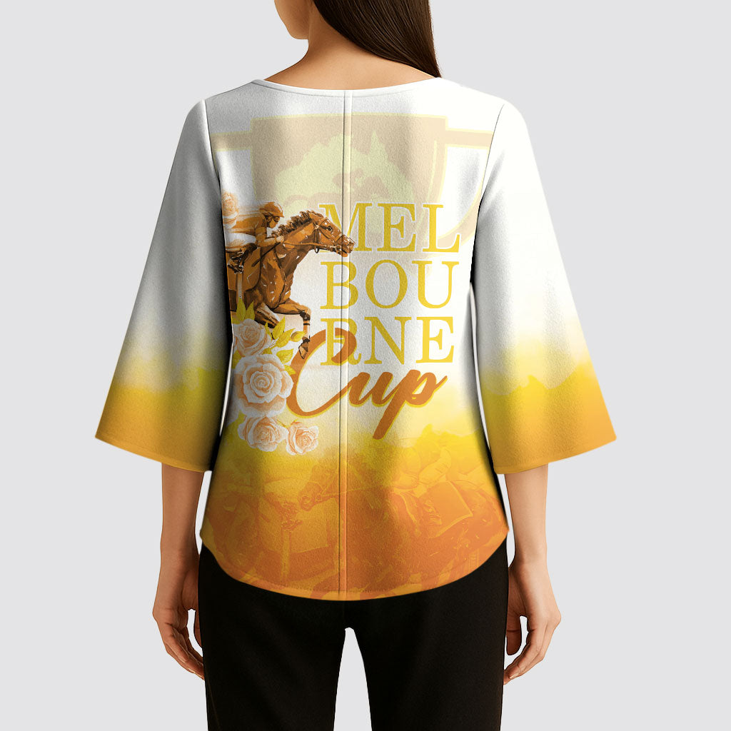 Melbourne Horse Racing Kimono Sleeve Blouse Vintage Floral Equestrian Rider