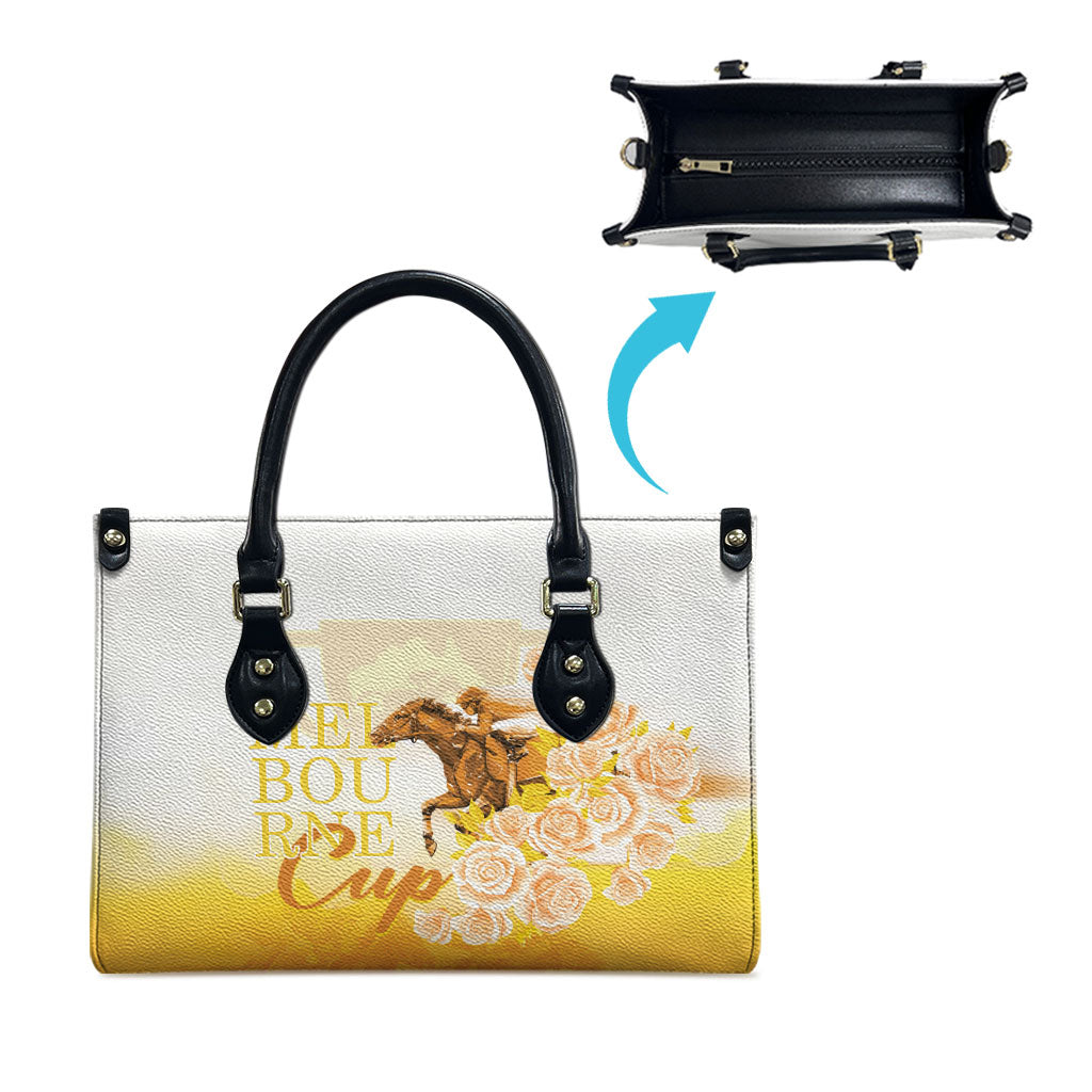 Melbourne Horse Racing Leather Bag Vintage Floral Equestrian Rider