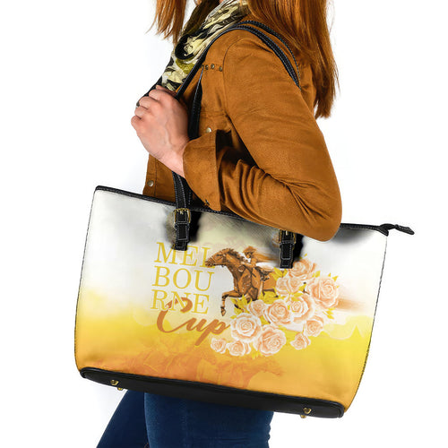 Melbourne Horse Racing Leather Tote Bag Vintage Floral Equestrian Rider