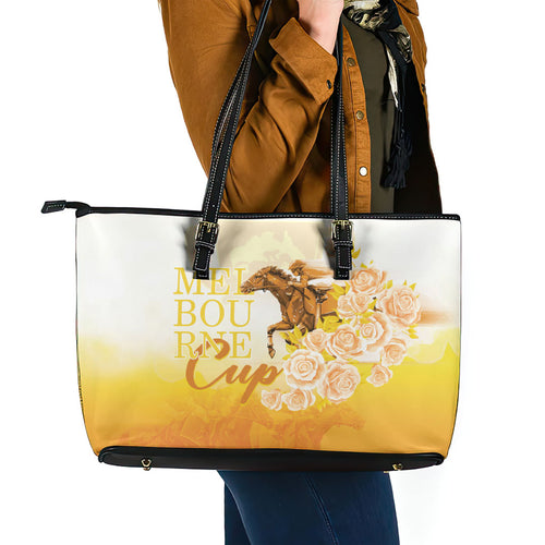 Melbourne Horse Racing Leather Tote Bag Vintage Floral Equestrian Rider