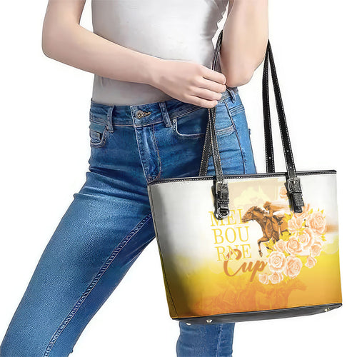 Melbourne Horse Racing Leather Tote Bag Vintage Floral Equestrian Rider