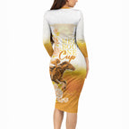 Melbourne Horse Racing Long Sleeve Bodycon Dress Vintage Floral Equestrian Rider