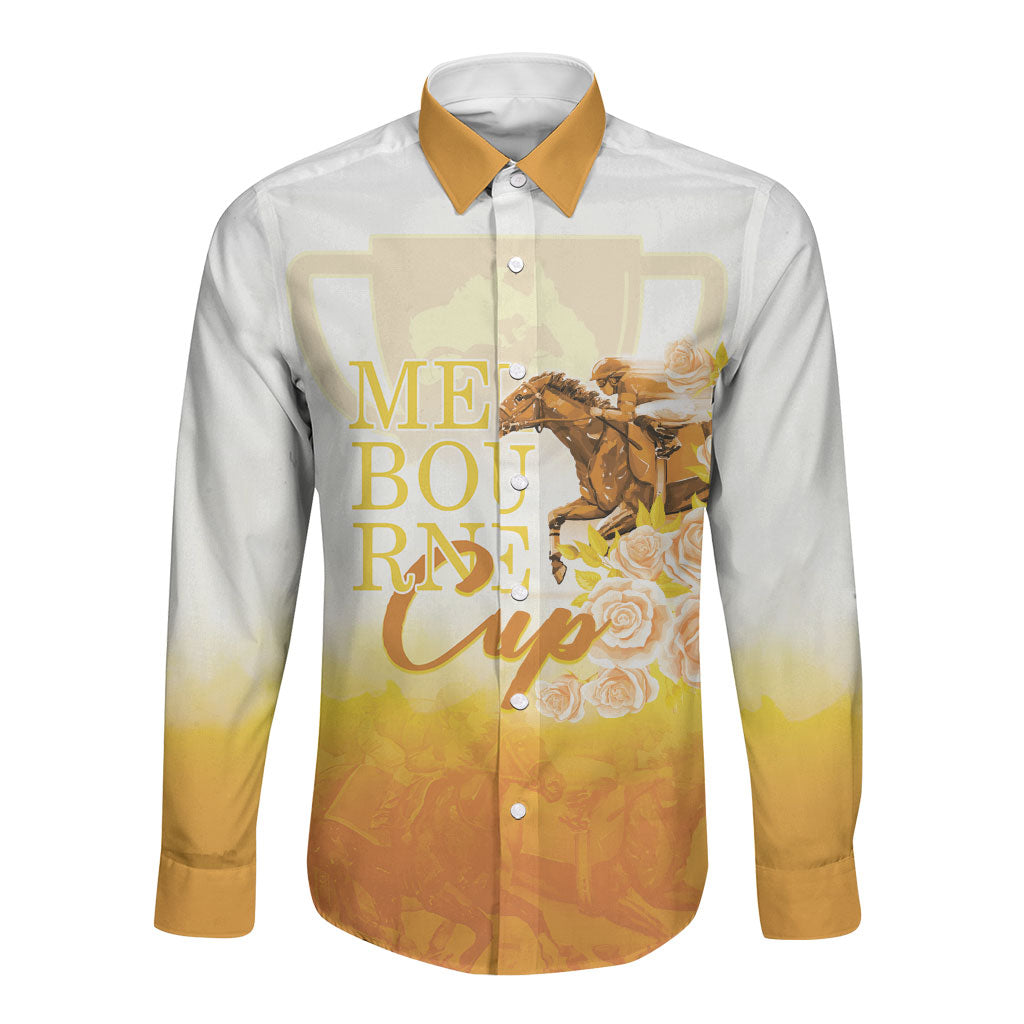 Melbourne Horse Racing Long Sleeve Button Shirt Vintage Floral Equestrian Rider