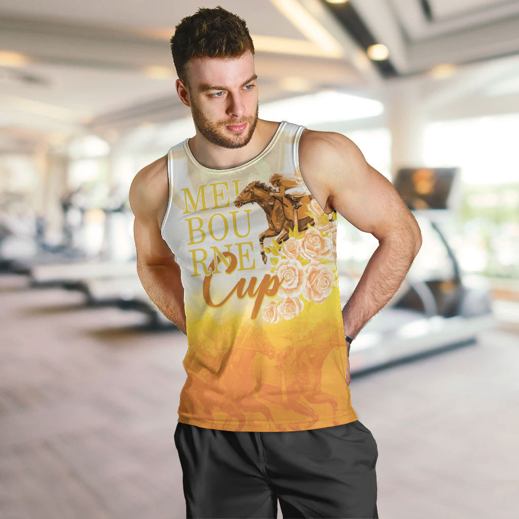 Melbourne Horse Racing Men Tank Top Vintage Floral Equestrian Rider