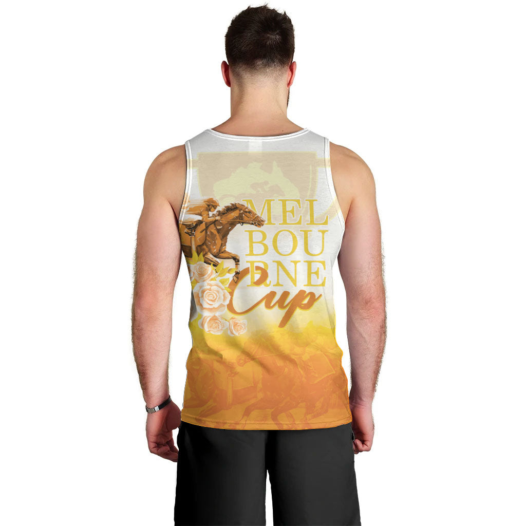 Melbourne Horse Racing Men Tank Top Vintage Floral Equestrian Rider