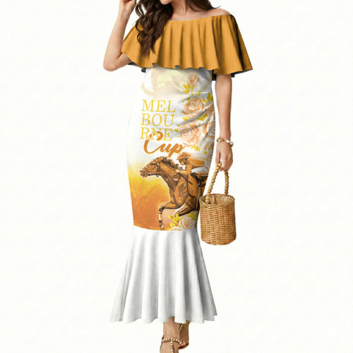 Melbourne Horse Racing Mermaid Dress Vintage Floral Equestrian Rider