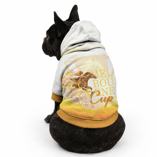 Melbourne Horse Racing Pet Hoodie Vintage Floral Equestrian Rider
