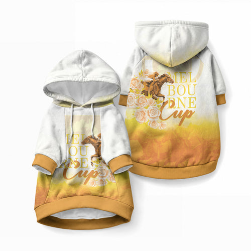 Melbourne Horse Racing Pet Hoodie Vintage Floral Equestrian Rider
