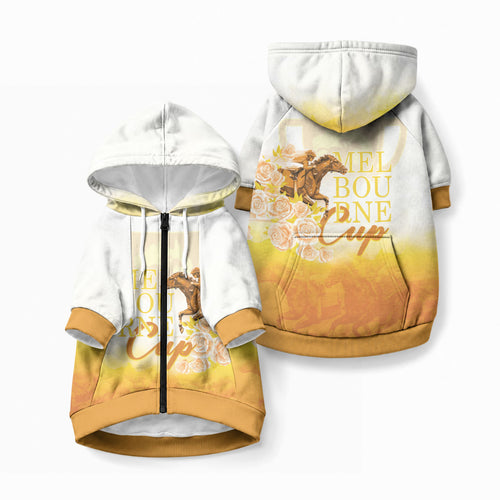 Melbourne Horse Racing Pet Hoodie Vintage Floral Equestrian Rider