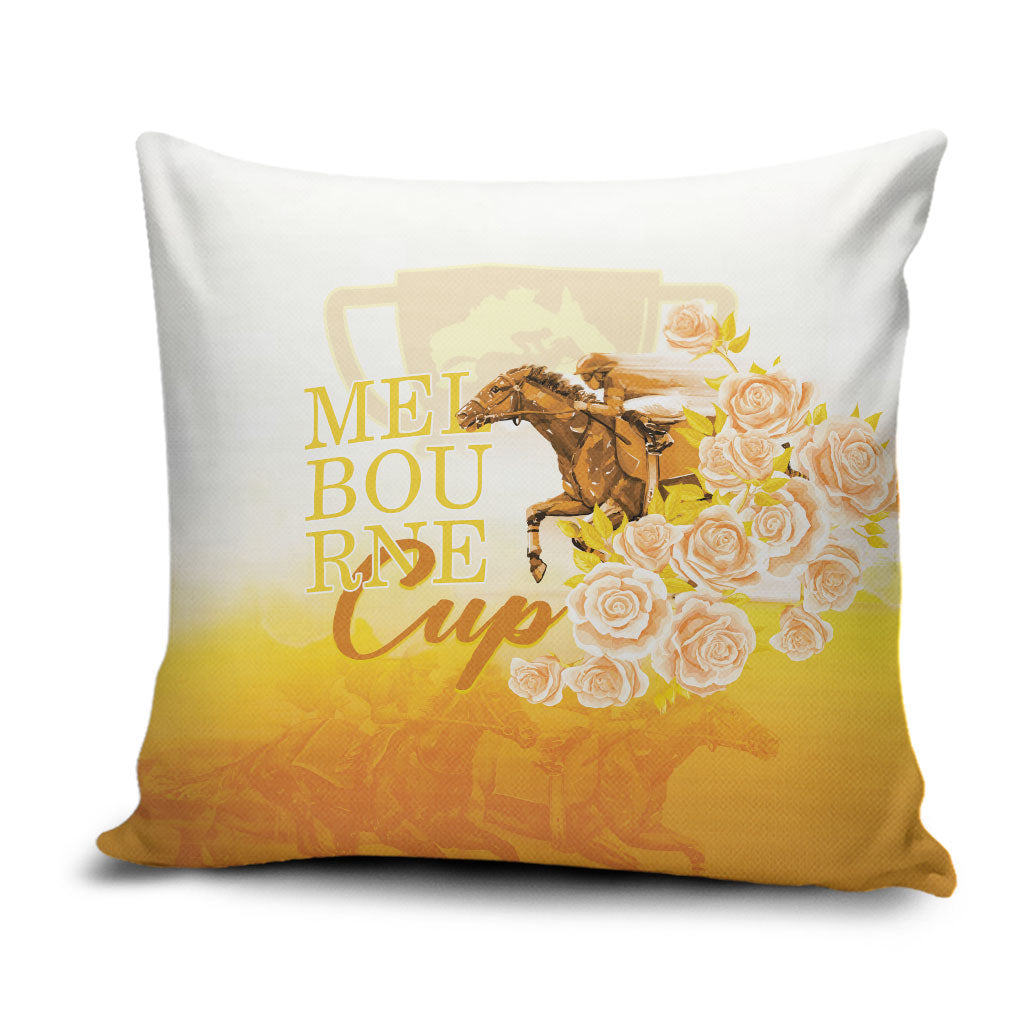 Melbourne Horse Racing Pillow Cover Vintage Floral Equestrian Rider