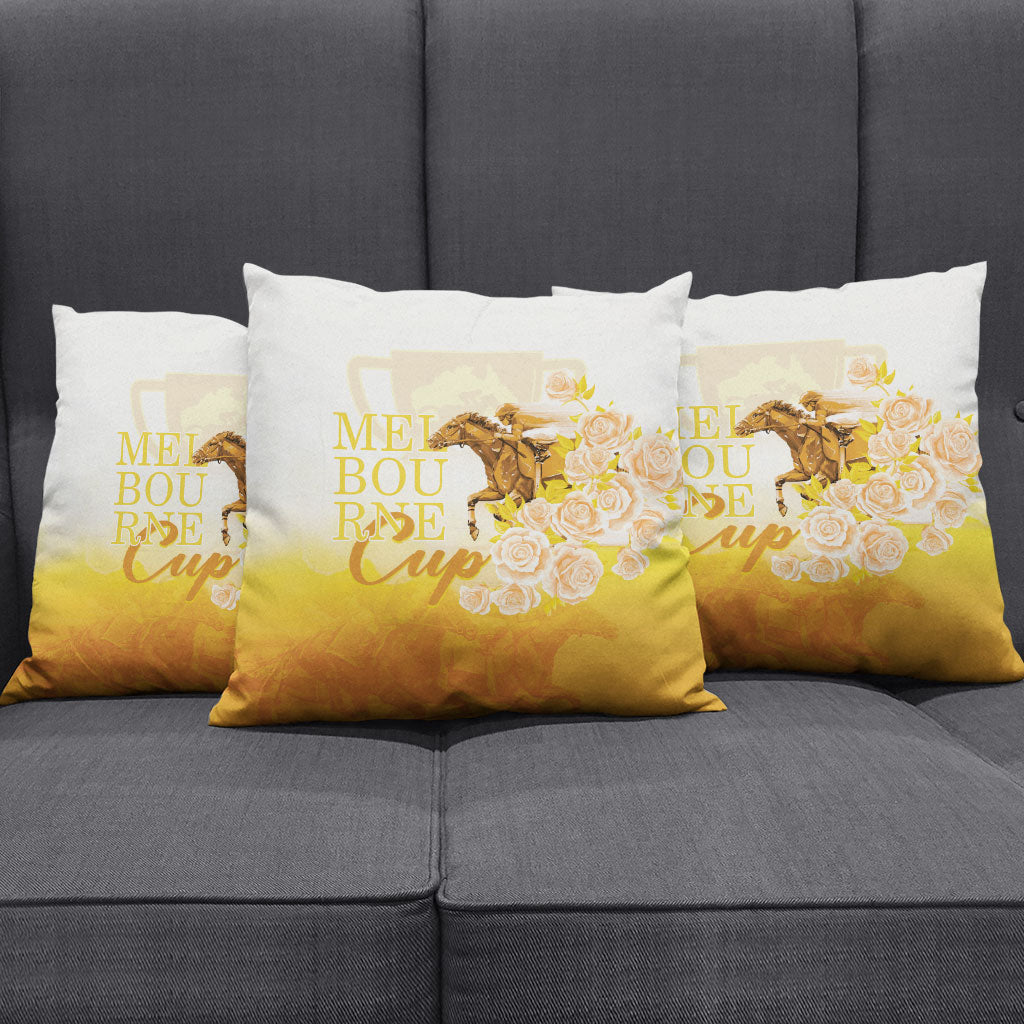 Melbourne Horse Racing Pillow Cover Vintage Floral Equestrian Rider
