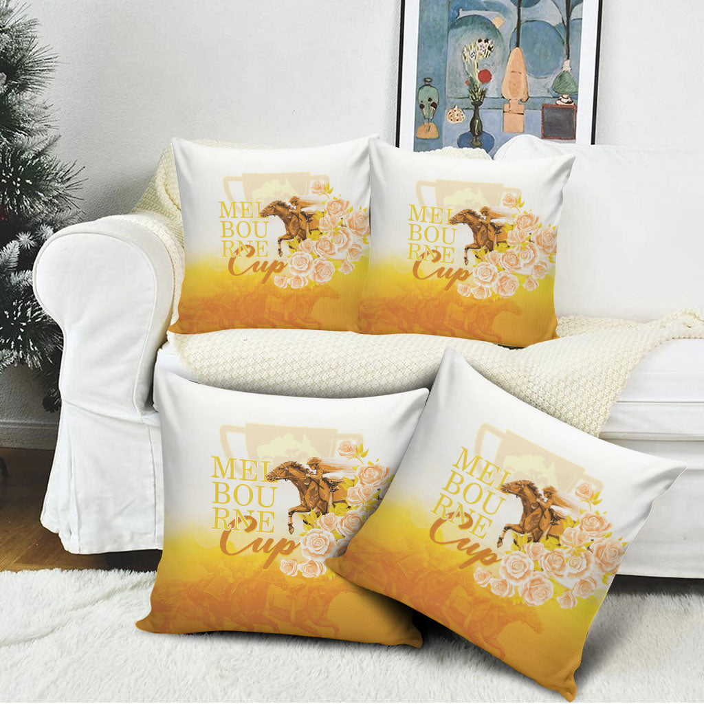 Melbourne Horse Racing Pillow Cover Vintage Floral Equestrian Rider