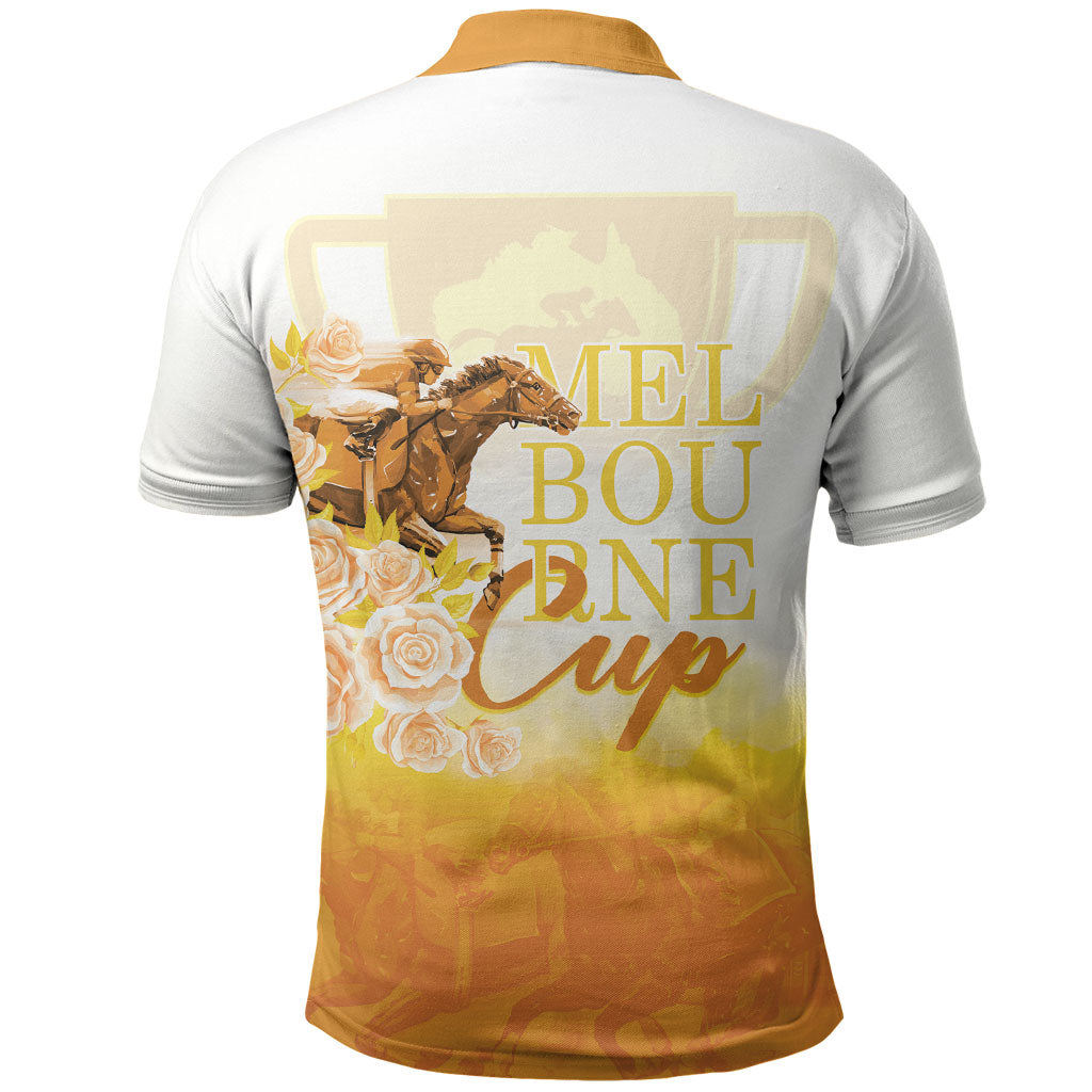 Melbourne Horse Racing Polo Shirt Vintage Floral Equestrian Rider