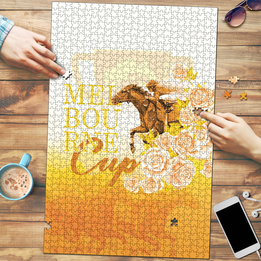 Melbourne Horse Racing Puzzle Vintage Floral Equestrian Rider
