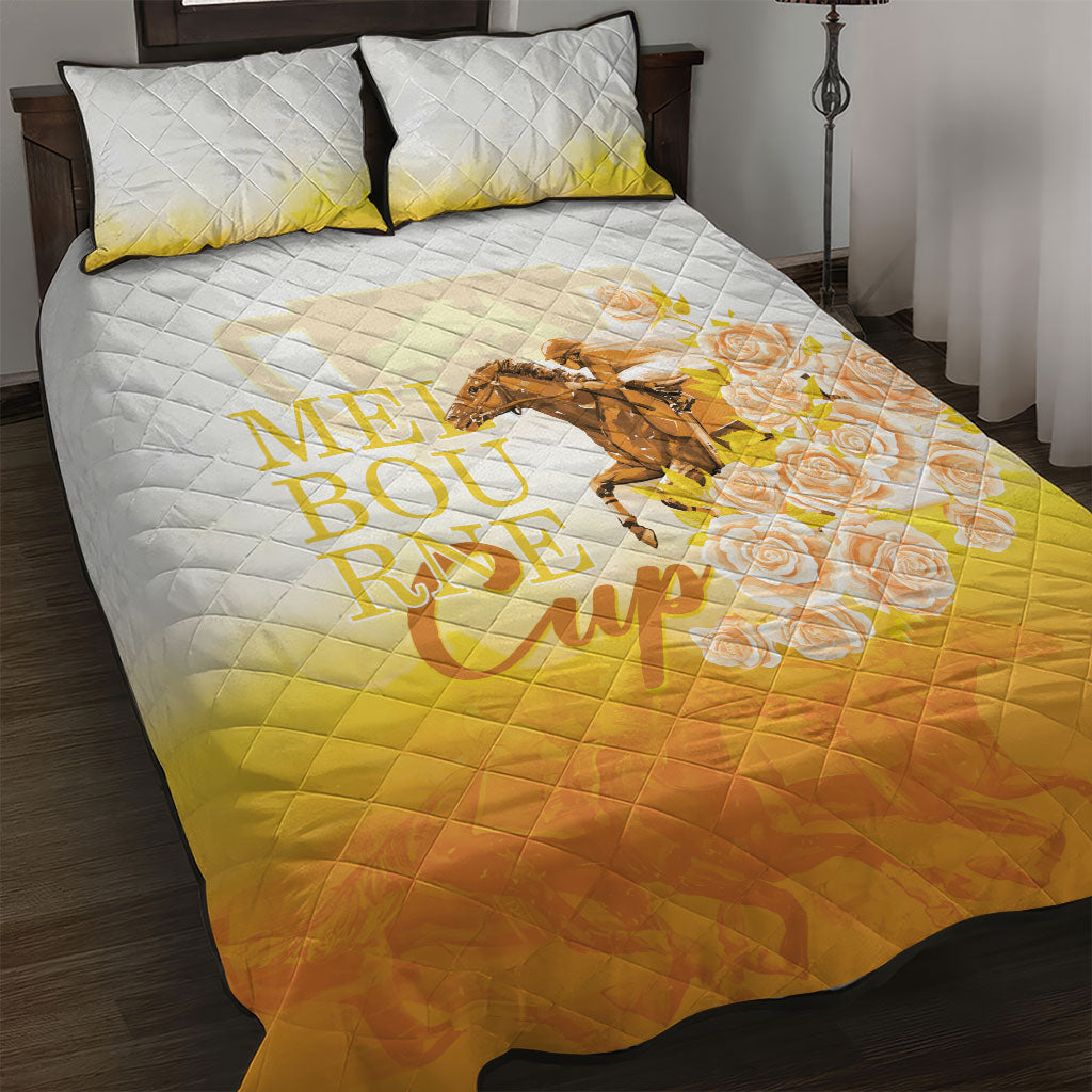Melbourne Horse Racing Quilt Bed Set Vintage Floral Equestrian Rider