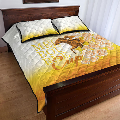 Melbourne Horse Racing Quilt Bed Set Vintage Floral Equestrian Rider