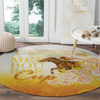 Melbourne Horse Racing Round Carpet Vintage Floral Equestrian Rider