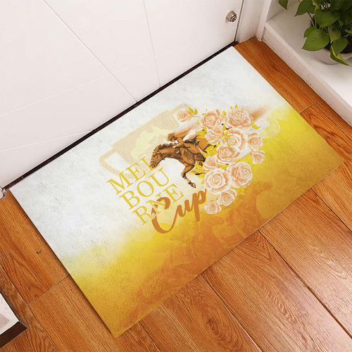 Melbourne Horse Racing Rubber Doormat Vintage Floral Equestrian Rider