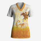 Melbourne Horse Racing Scrub Top Vintage Floral Equestrian Rider