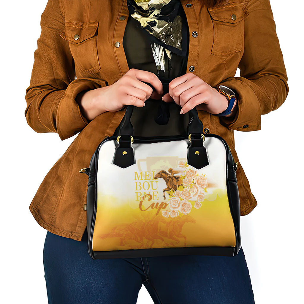 Melbourne Horse Racing Shoulder Handbag Vintage Floral Equestrian Rider