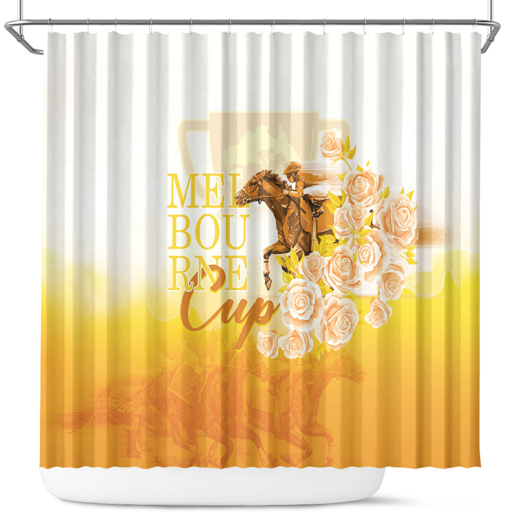 Melbourne Horse Racing Shower Curtain Vintage Floral Equestrian Rider