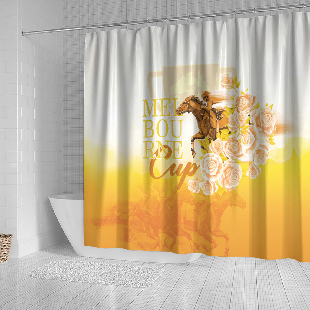 Melbourne Horse Racing Shower Curtain Vintage Floral Equestrian Rider
