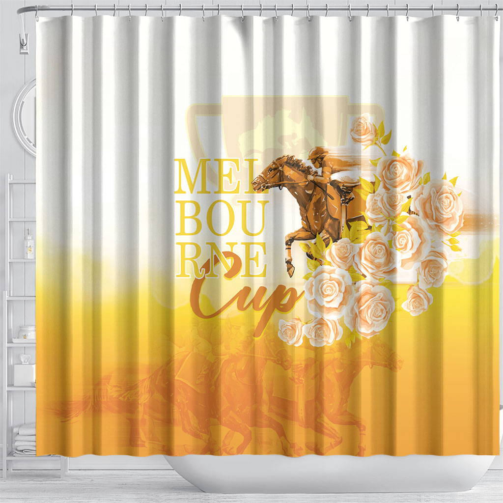 Melbourne Horse Racing Shower Curtain Vintage Floral Equestrian Rider