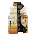 Melbourne Horse Racing Sleeveless Puffer Jacket Vintage Floral Equestrian Rider