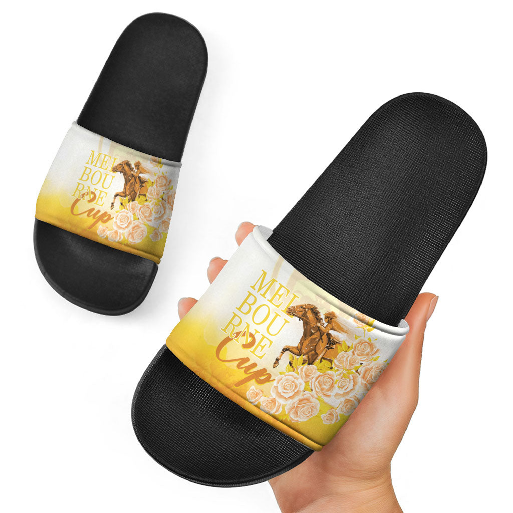 Melbourne Horse Racing Slide Sandals Vintage Floral Equestrian Rider