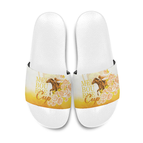 Melbourne Horse Racing Slide Sandals Vintage Floral Equestrian Rider