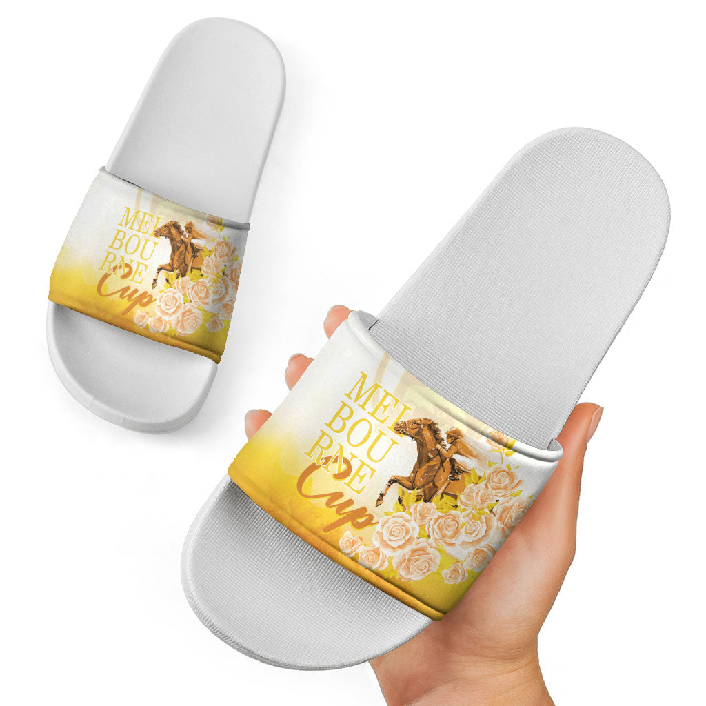Melbourne Horse Racing Slide Sandals Vintage Floral Equestrian Rider