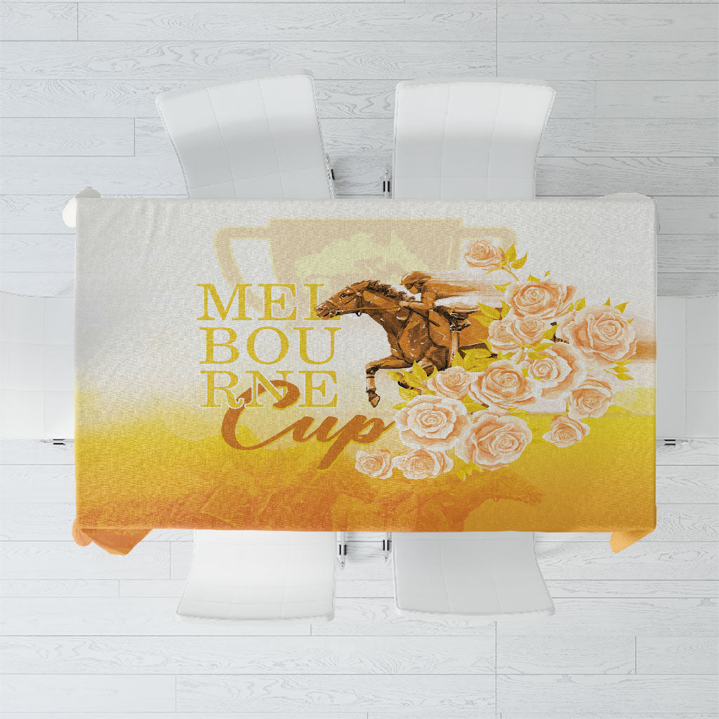 Melbourne Horse Racing Tablecloth Vintage Floral Equestrian Rider