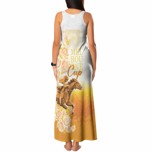 Melbourne Horse Racing Tank Maxi Dress Vintage Floral Equestrian Rider