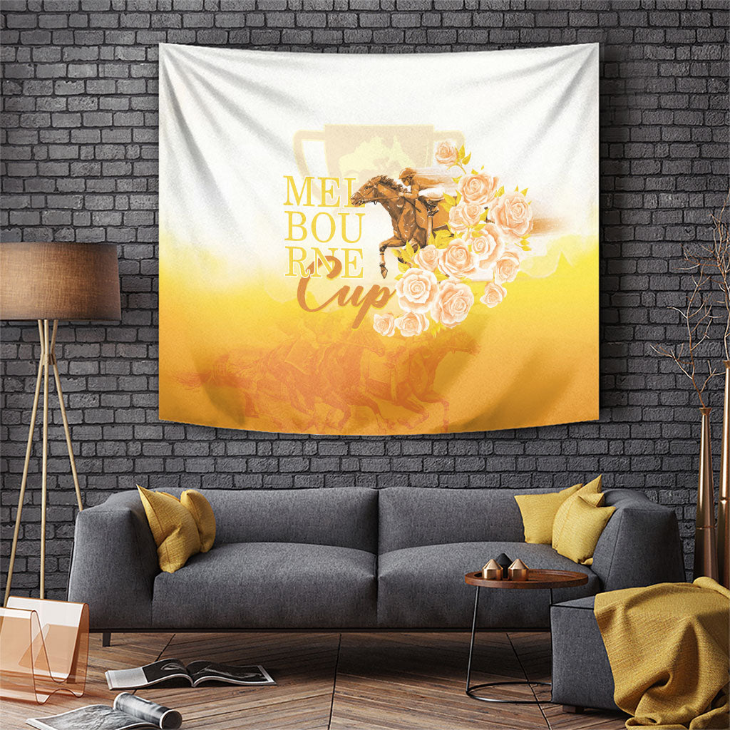 Melbourne Horse Racing Tapestry Vintage Floral Equestrian Rider