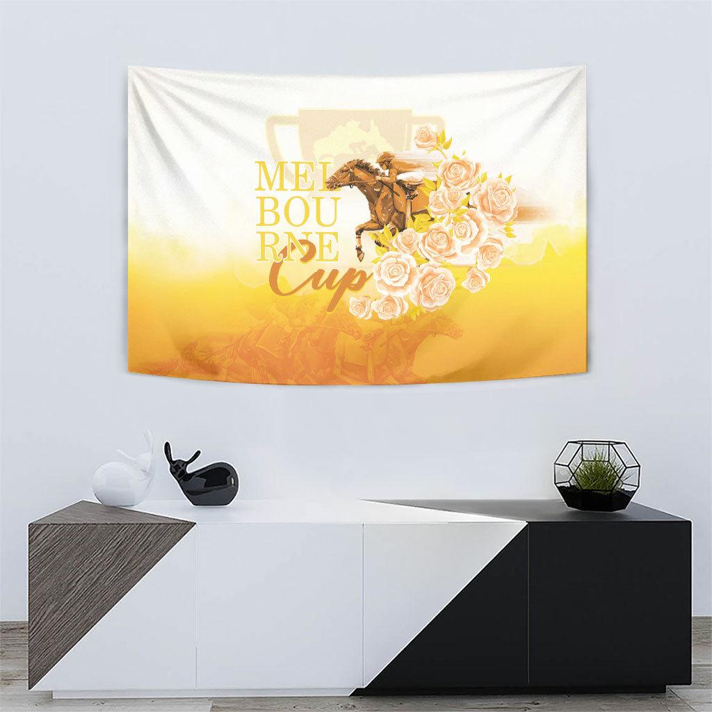Melbourne Horse Racing Tapestry Vintage Floral Equestrian Rider