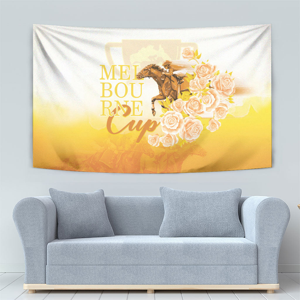 Melbourne Horse Racing Tapestry Vintage Floral Equestrian Rider