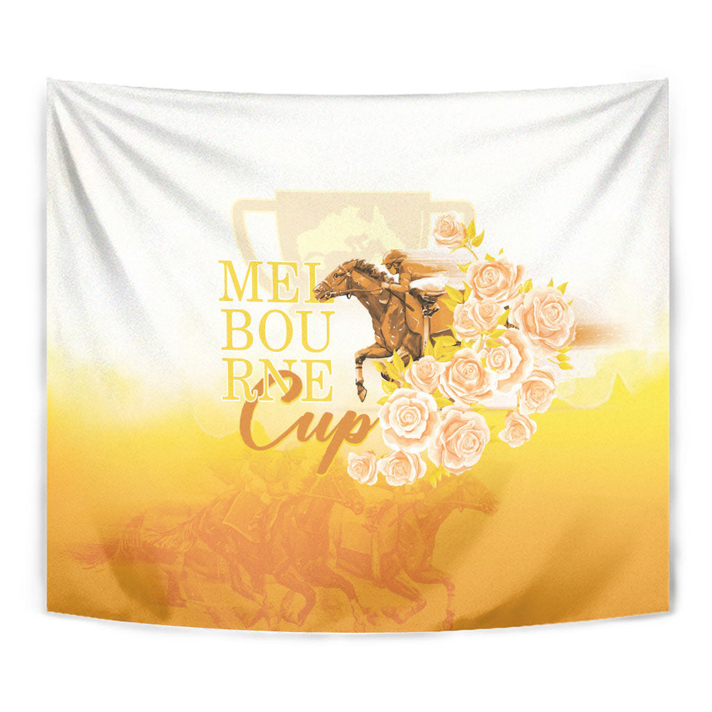 Melbourne Horse Racing Tapestry Vintage Floral Equestrian Rider
