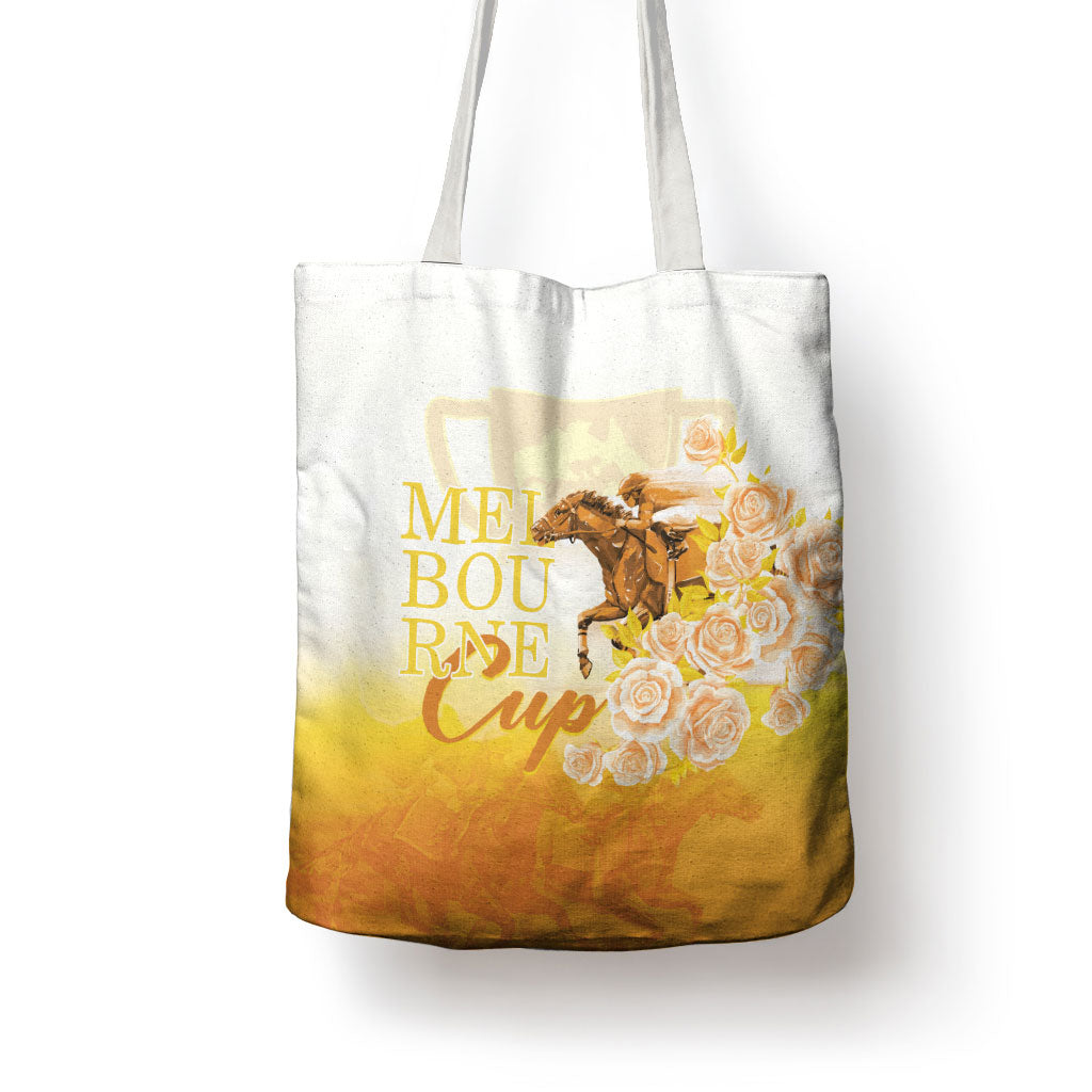 Melbourne Horse Racing Tote Bag Vintage Floral Equestrian Rider