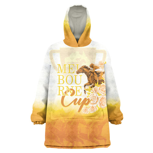 Melbourne Horse Racing Wearable Blanket Hoodie Vintage Floral Equestrian Rider