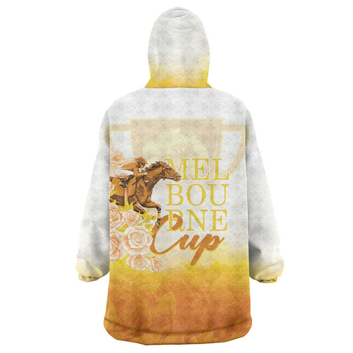 Melbourne Horse Racing Wearable Blanket Hoodie Vintage Floral Equestrian Rider