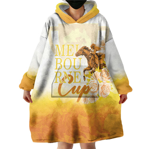 Melbourne Horse Racing Wearable Blanket Hoodie Vintage Floral Equestrian Rider