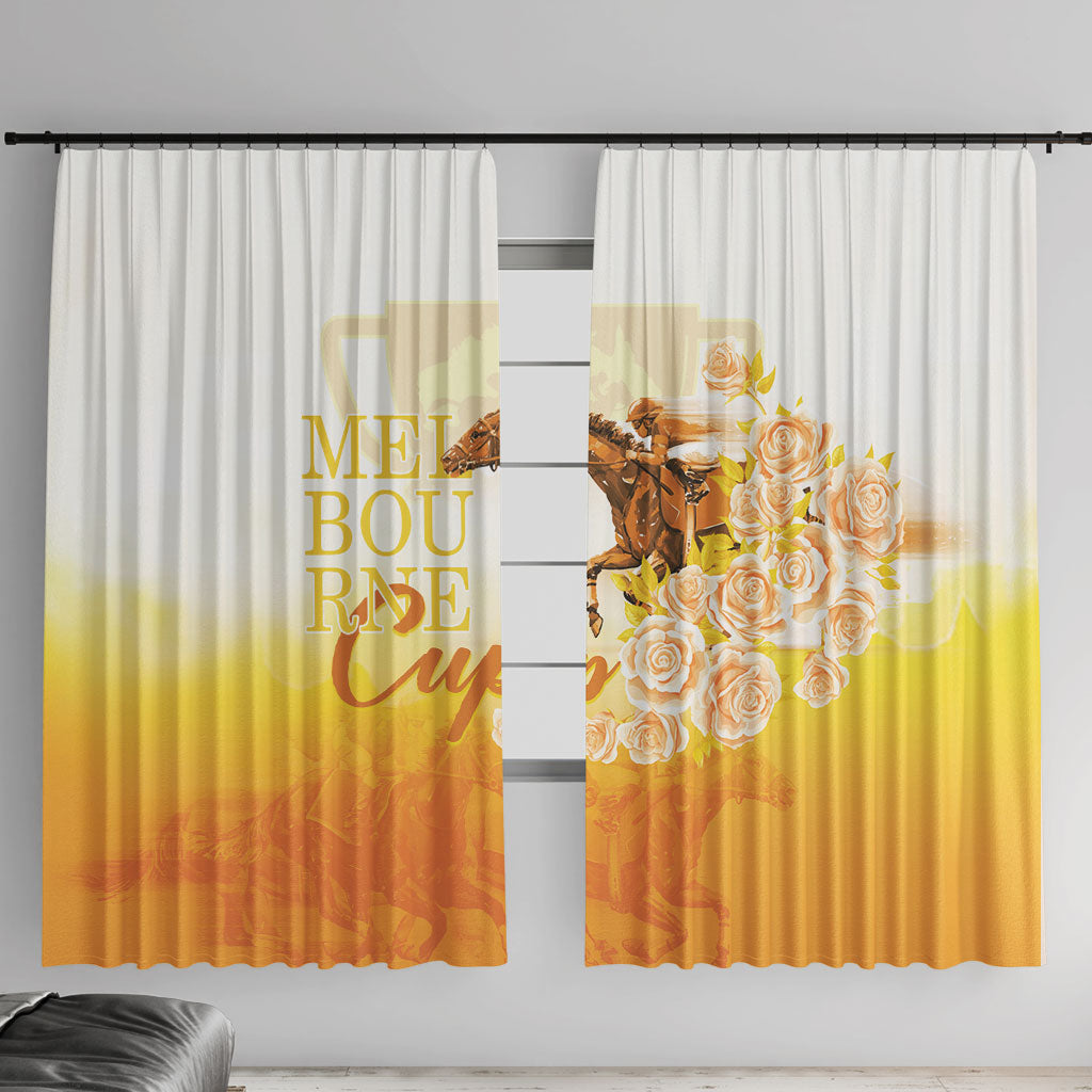 Melbourne Horse Racing Window Curtain Vintage Floral Equestrian Rider