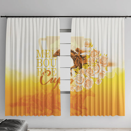 Melbourne Horse Racing Window Curtain Vintage Floral Equestrian Rider