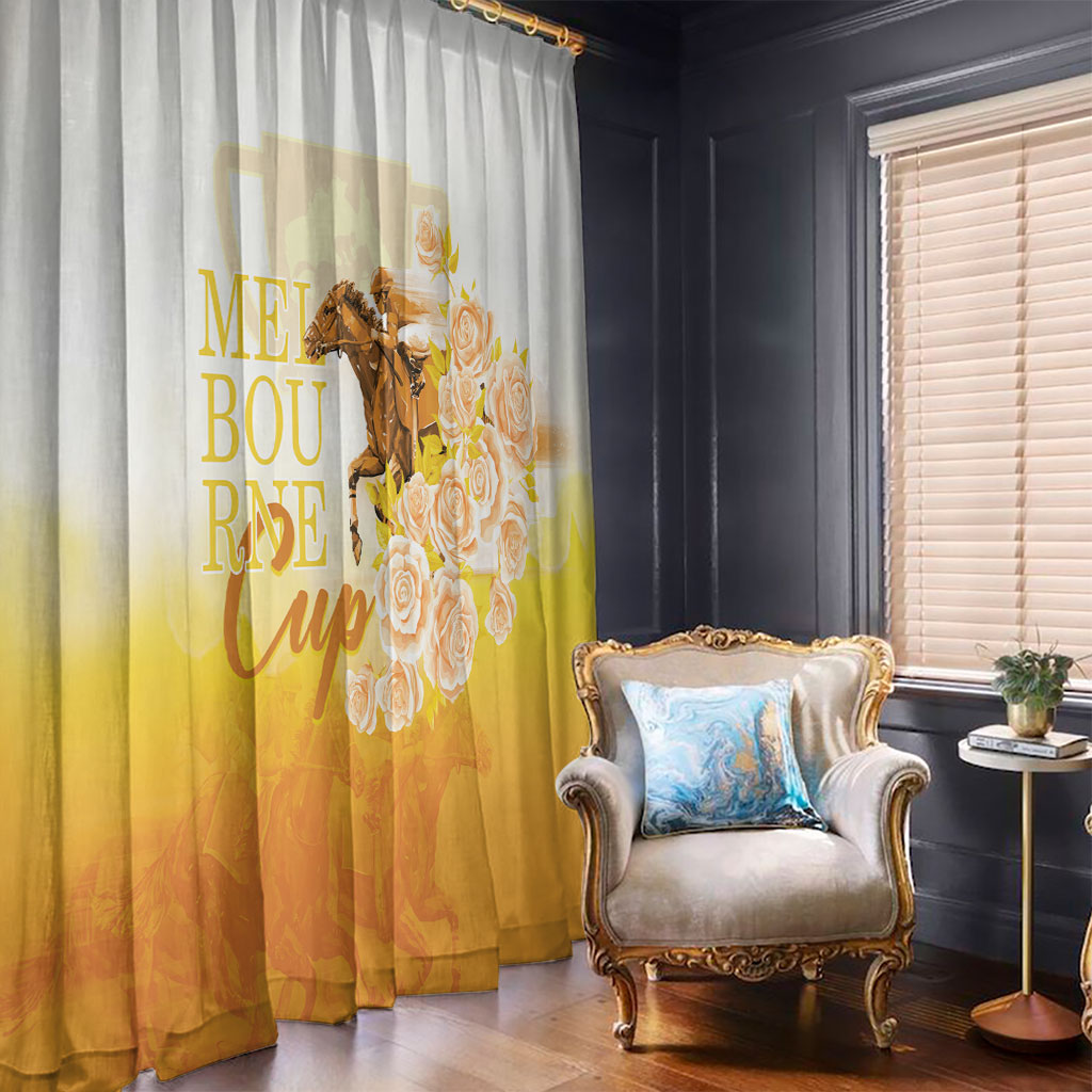 Melbourne Horse Racing Window Curtain Vintage Floral Equestrian Rider