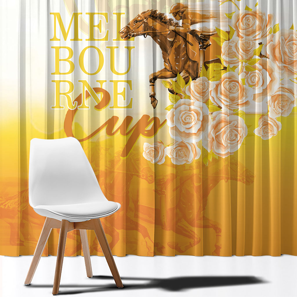 Melbourne Horse Racing Window Curtain Vintage Floral Equestrian Rider