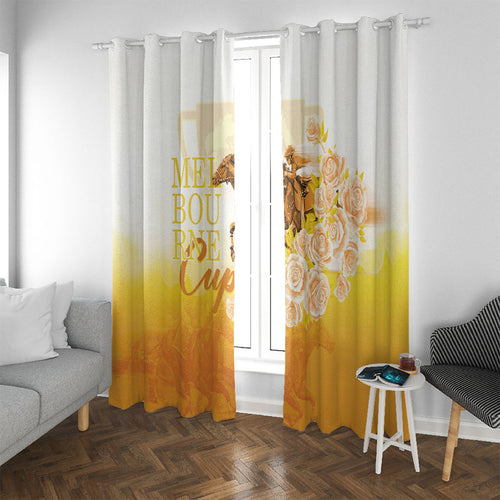 Melbourne Horse Racing Window Curtain Vintage Floral Equestrian Rider