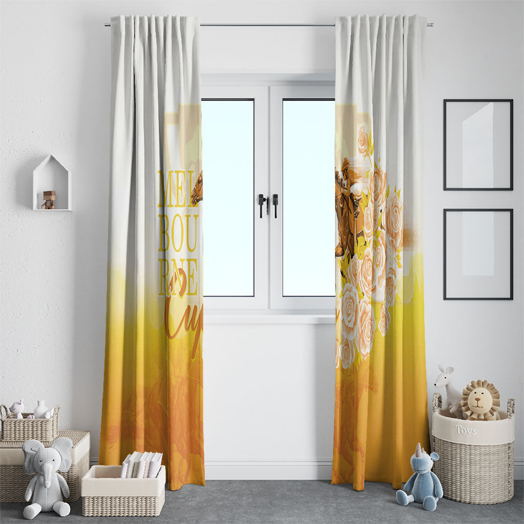 Melbourne Horse Racing Window Curtain Vintage Floral Equestrian Rider