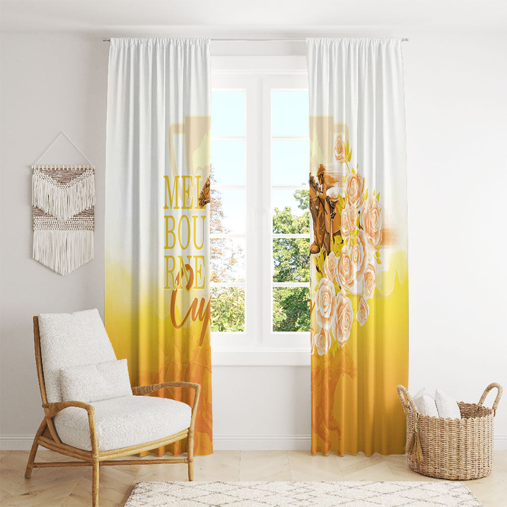 Melbourne Horse Racing Window Curtain Vintage Floral Equestrian Rider