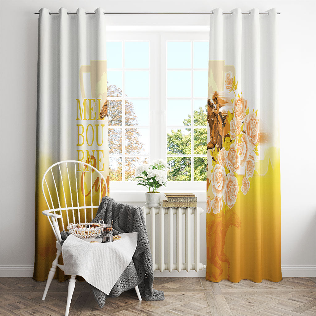 Melbourne Horse Racing Window Curtain Vintage Floral Equestrian Rider